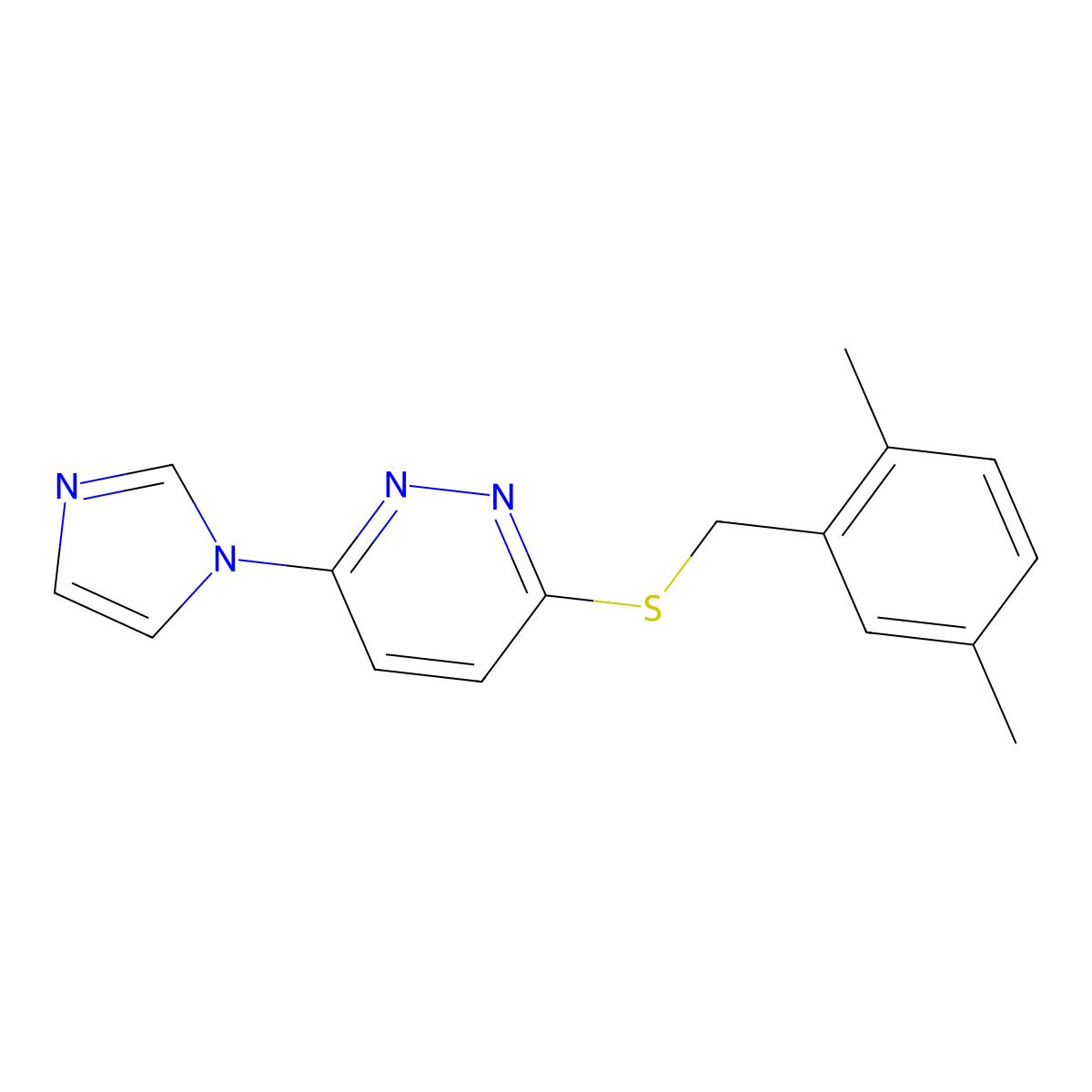 3-((2,5-dimethylbenzyl)thio)-6-(1H-imidazol-1-yl)pyridazine molecular structure, CAS 1334374-50-3