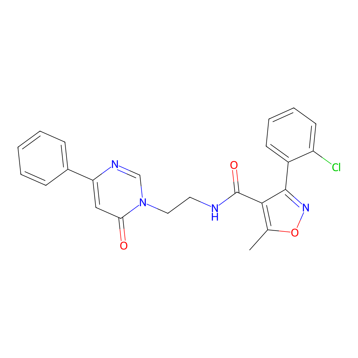 3-(2-chlorophenyl)-5-methyl-N-(2-(6-oxo-4-phenylpyrimidin-1(6H)-yl)ethyl)isoxazole-4-carboxamide molecular structure, CAS 1334374-51-4