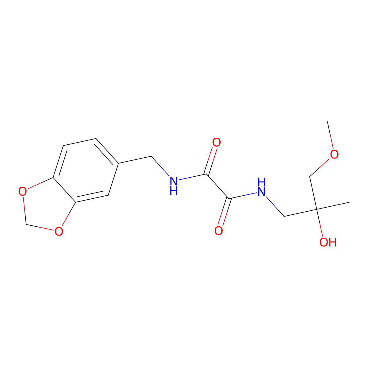 N1-(benzo[d][1,3]dioxol-5-ylmethyl)-N2-(2-hydroxy-3-methoxy-2-methylpropyl)oxalamide molecular structure, CAS 1334374-55-8