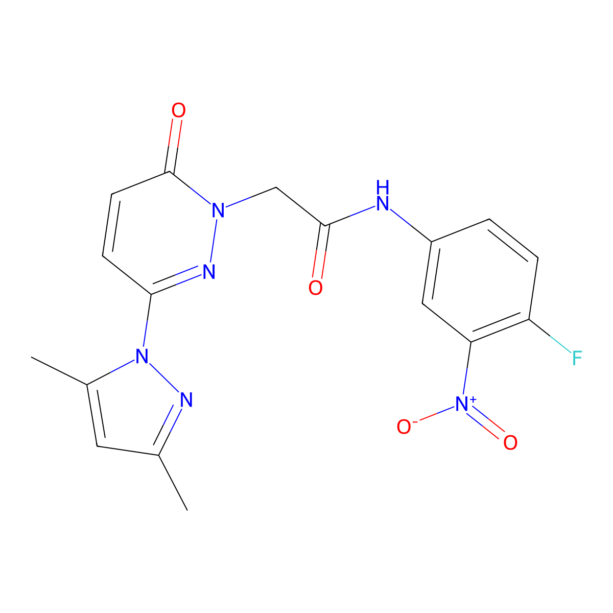2-(3-(3,5-dimethyl-1H-pyrazol-1-yl)-6-oxopyridazin-1(6H)-yl)-N-(4-fluoro-3-nitrophenyl)acetamide molecular structure, CAS 1334374-56-9