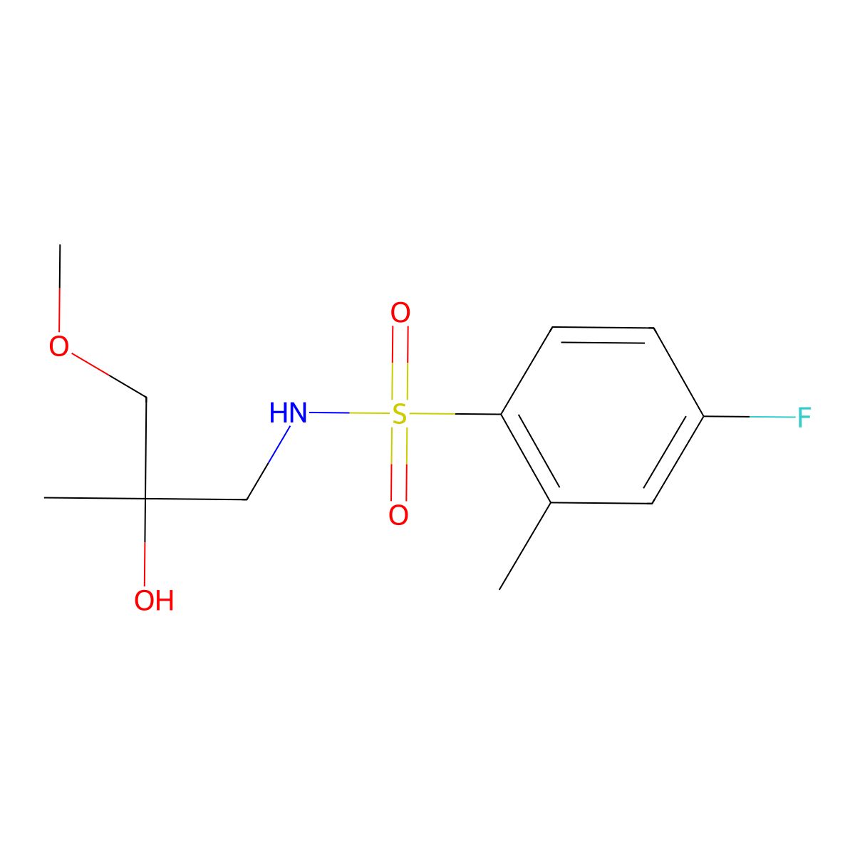 4-fluoro-N-(2-hydroxy-3-methoxy-2-methylpropyl)-2-methylbenzenesulfonamide molecular structure, CAS 1334374-60-5