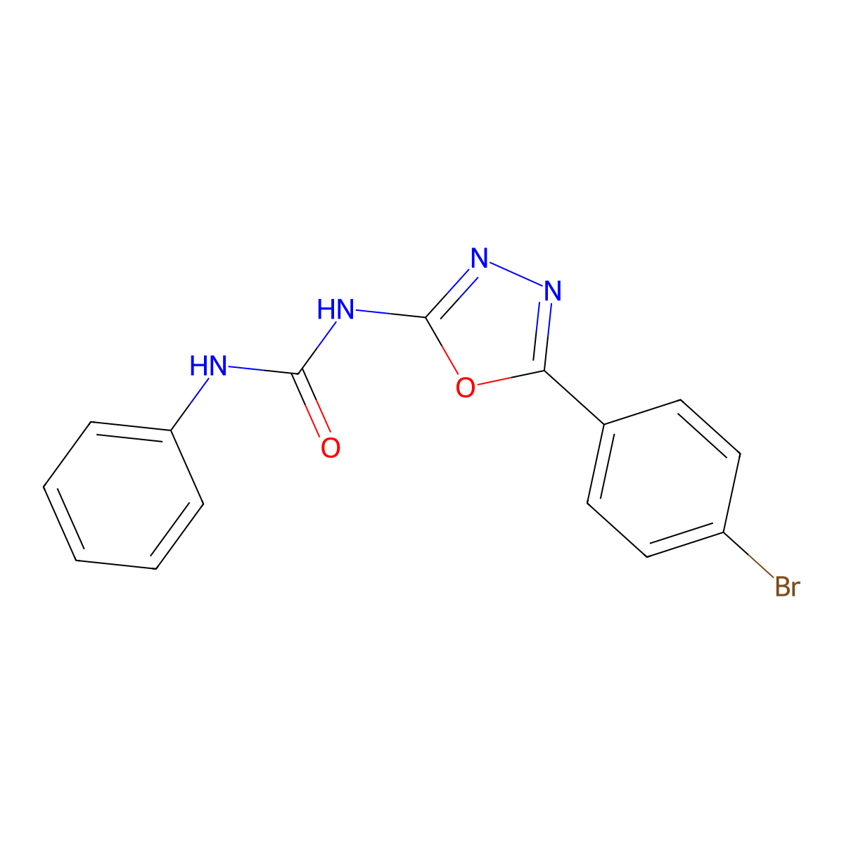 1-(5-(4-Bromophenyl)-1,3,4-oxadiazol-2-yl)-3-phenylurea molecular structure, CAS 1334374-62-7