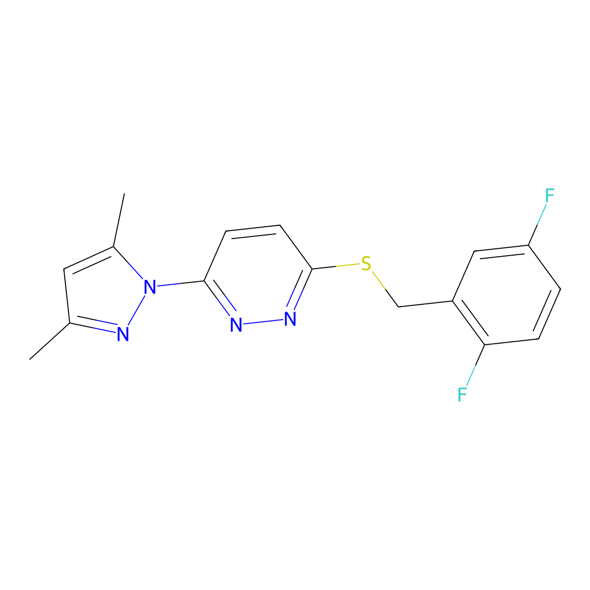 3-((2,5-difluorobenzyl)thio)-6-(3,5-dimethyl-1H-pyrazol-1-yl)pyridazine molecular structure, CAS 1334374-66-1