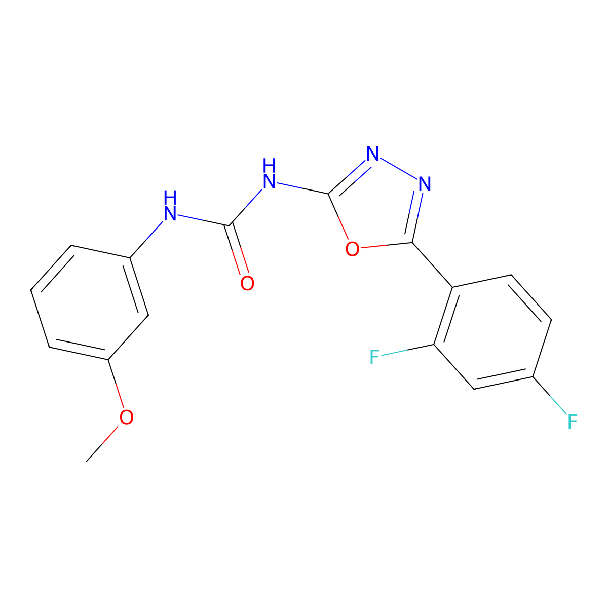1-(5-(2,4-Difluorophenyl)-1,3,4-oxadiazol-2-yl)-3-(3-methoxyphenyl)urea molecular structure, CAS 1334374-68-3