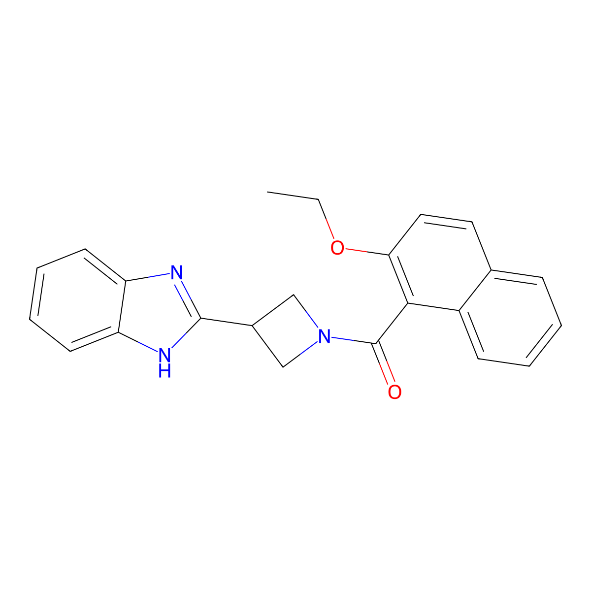 (3-(1H-benzo[d]imidazol-2-yl)azetidin-1-yl)(2-ethoxynaphthalen-1-yl)methanone molecular structure, CAS 1334374-76-3