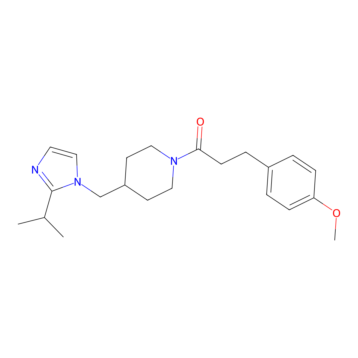 1-(4-((2-isopropyl-1H-imidazol-1-yl)methyl)piperidin-1-yl)-3-(4-methoxyphenyl)propan-1-one molecular structure, CAS 1334374-81-0