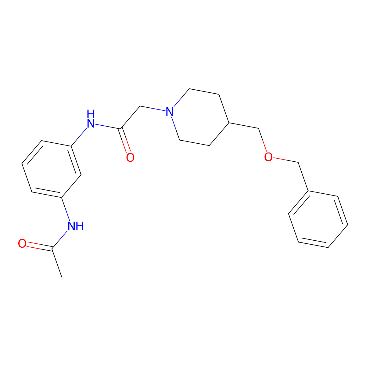 N-(3-acetamidophenyl)-2-(4-((benzyloxy)methyl)piperidin-1-yl)acetamide molecular structure, CAS 1334374-87-6