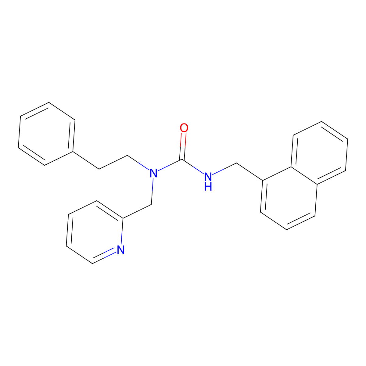 3-(Naphthalen-1-ylmethyl)-1-phenethyl-1-(pyridin-2-ylmethyl)urea molecular structure, CAS 1334374-91-2