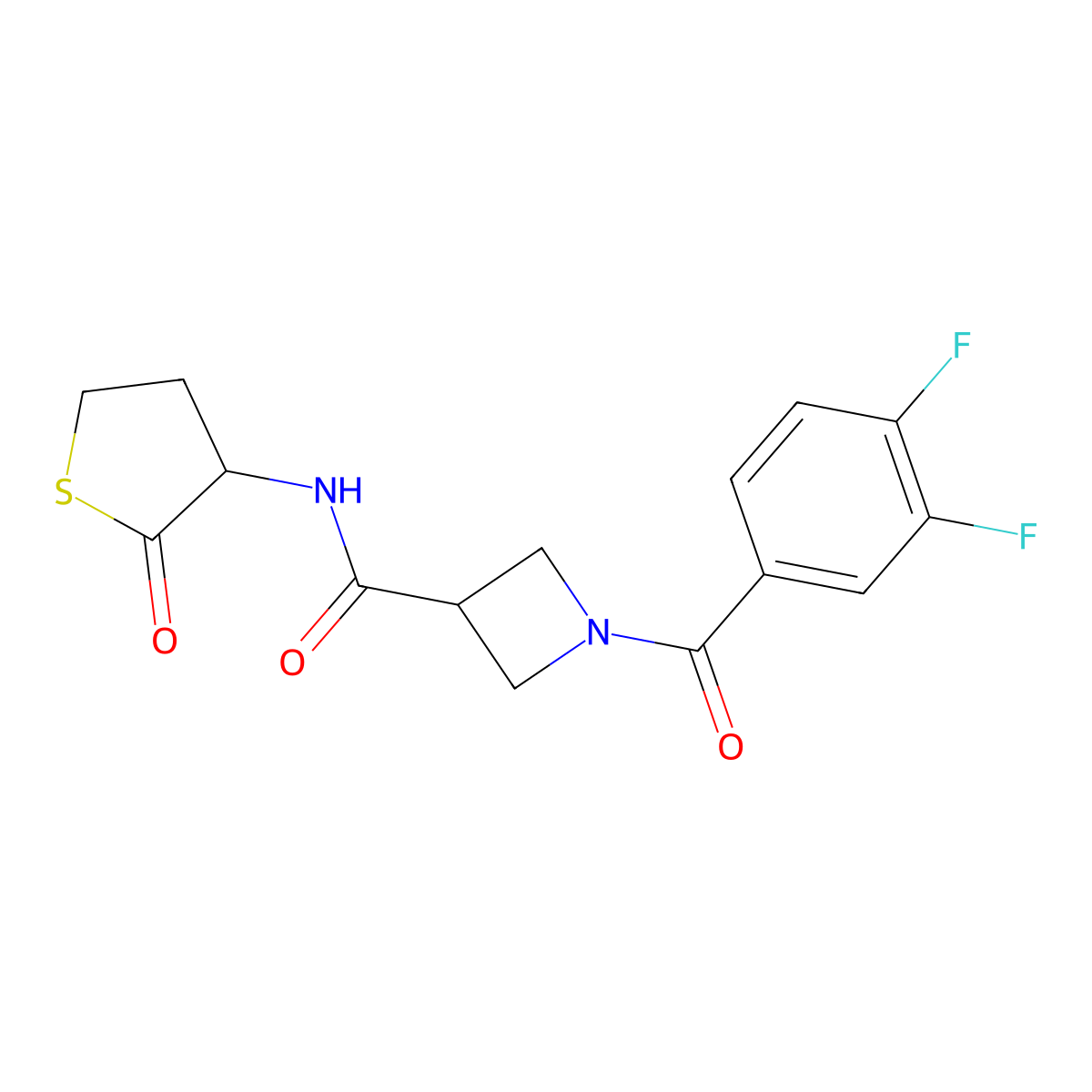 1-(3,4-difluorobenzoyl)-N-(2-oxotetrahydrothiophen-3-yl)azetidine-3-carboxamide molecular structure, CAS 1334374-92-3