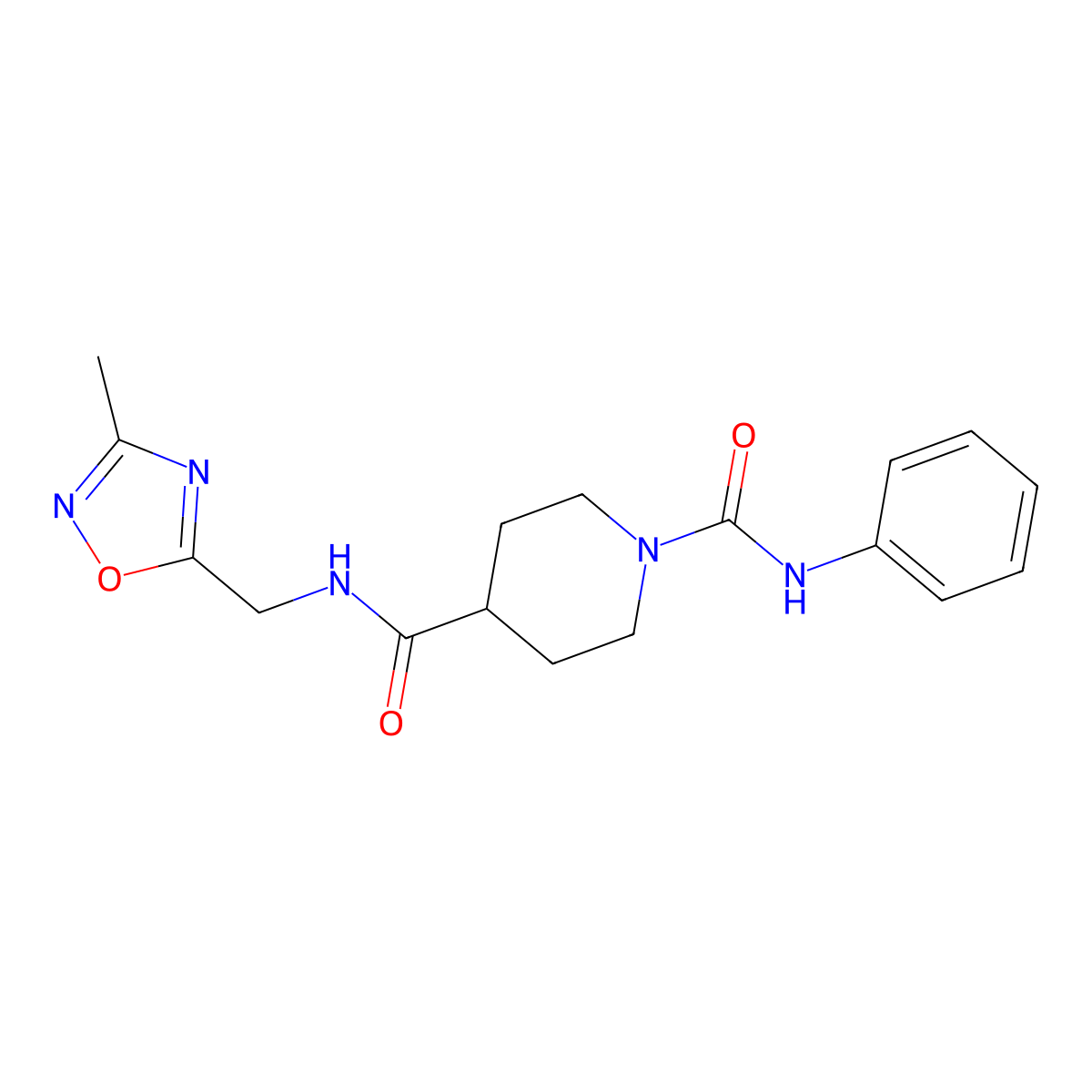 N4-[(3-methyl-1,2,4-oxadiazol-5-yl)methyl]-N1-phenylpiperidine-1,4-dicarboxamide molecular structure, CAS 1334374-93-4