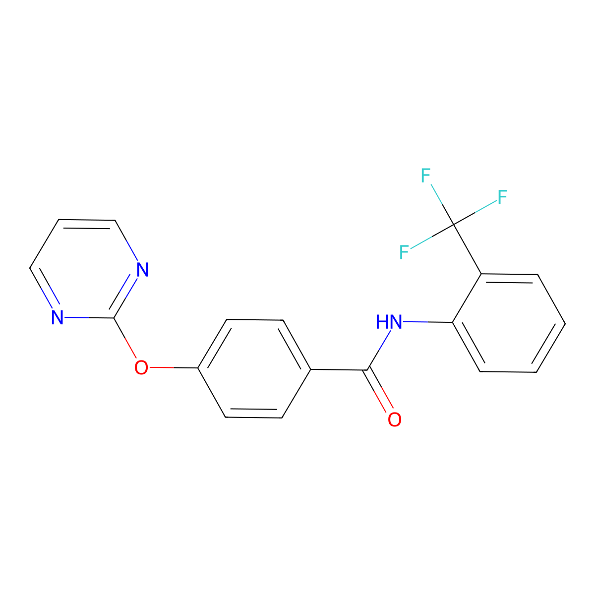 4-(pyrimidin-2-yloxy)-N-(2-(trifluoromethyl)phenyl)benzamide molecular structure, CAS 1334374-97-8