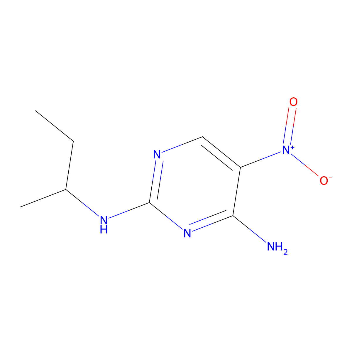 N2-(sec-butyl)-5-nitropyrimidine-2,4-diamine molecular structure, CAS 1334374-98-9