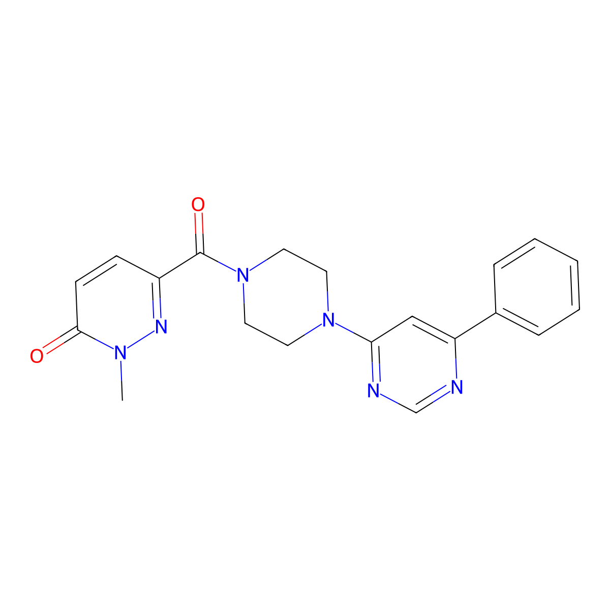 2-methyl-6-(4-(6-phenylpyrimidin-4-yl)piperazine-1-carbonyl)pyridazin-3(2H)-one molecular structure, CAS 1334375-01-7