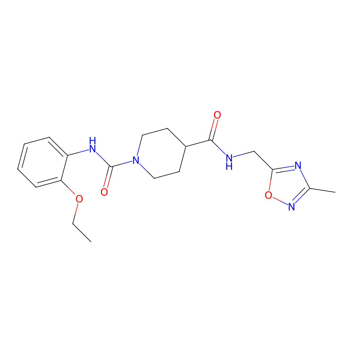 N1-(2-ethoxyphenyl)-N4-[(3-methyl-1,2,4-oxadiazol-5-yl)methyl]piperidine-1,4-dicarboxamide molecular structure, CAS 1334375-06-2