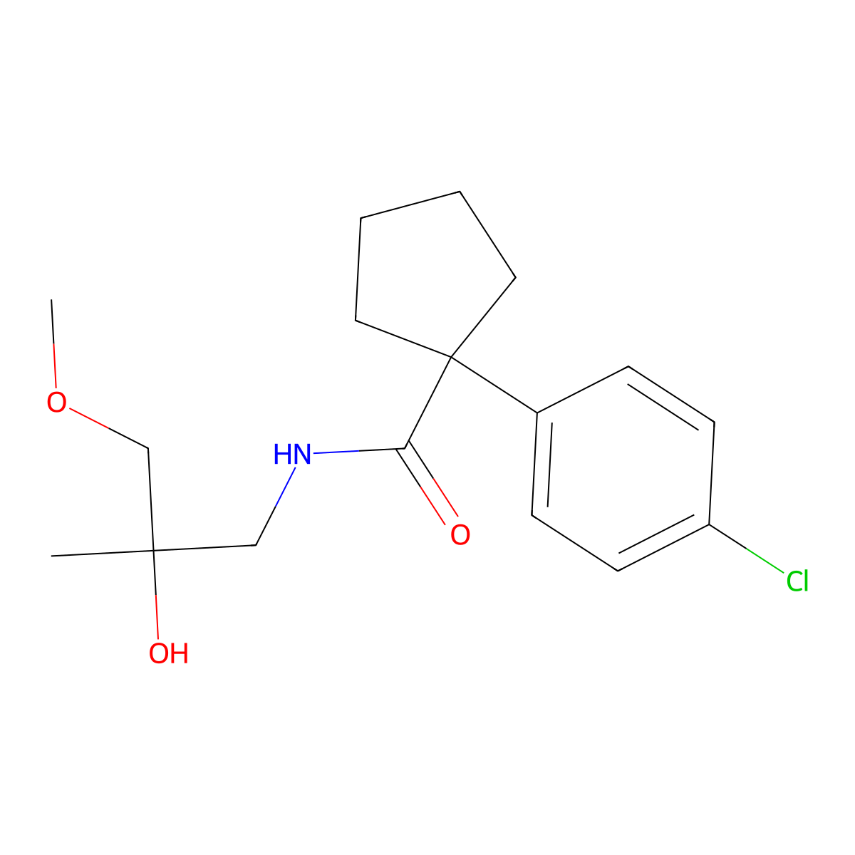 1-(4-chlorophenyl)-N-(2-hydroxy-3-methoxy-2-methylpropyl)cyclopentanecarboxamide molecular structure, CAS 1334375-12-0