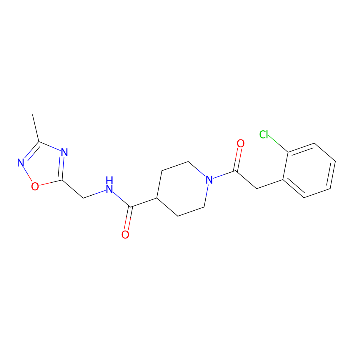 1-[2-(2-chlorophenyl)acetyl]-N-[(3-methyl-1,2,4-oxadiazol-5-yl)methyl]piperidine-4-carboxamide molecular structure, CAS 1334375-13-1