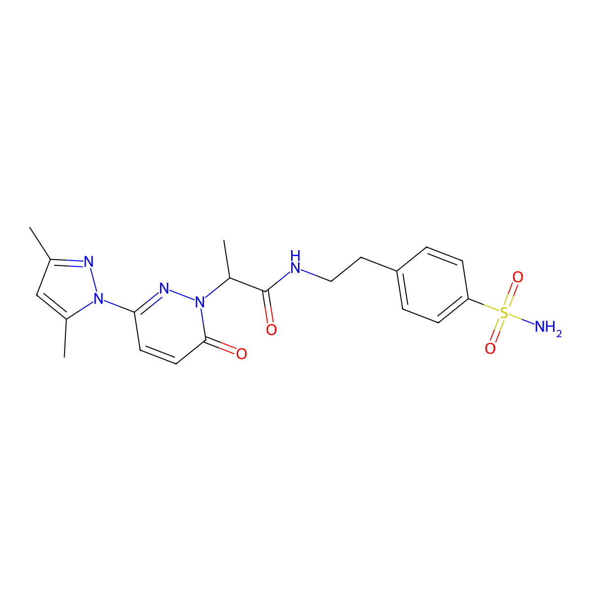2-(3-(3,5-dimethyl-1H-pyrazol-1-yl)-6-oxopyridazin-1(6H)-yl)-N-(4-sulfamoylphenethyl)propanamide molecular structure, CAS 1334375-17-5