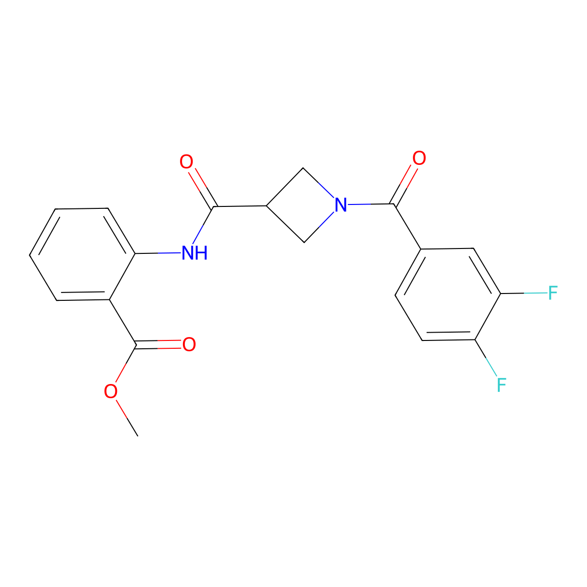 Methyl 2-(1-(3,4-difluorobenzoyl)azetidine-3-carboxamido)benzoate molecular structure, CAS 1334375-26-6