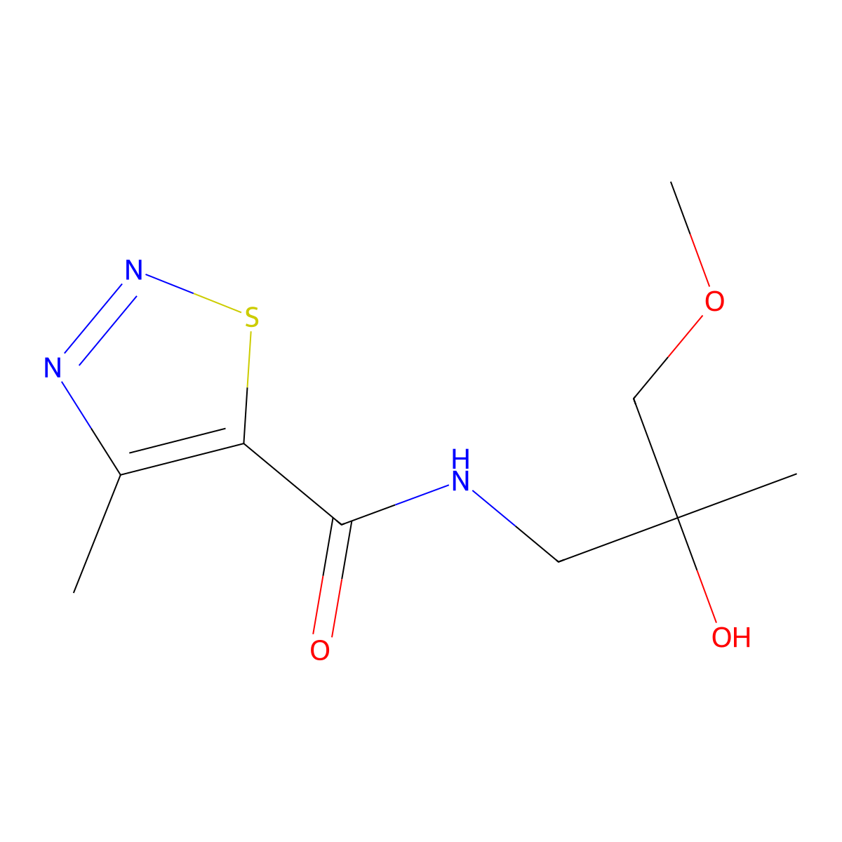 N-(2-hydroxy-3-methoxy-2-methylpropyl)-4-methyl-1,2,3-thiadiazole-5-carboxamide molecular structure, CAS 1334375-32-4