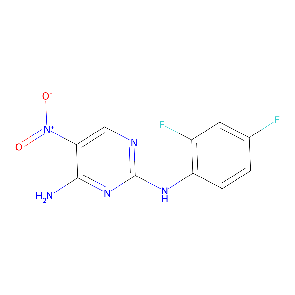 N2-(2,4-difluorophenyl)-5-nitropyrimidine-2,4-diamine molecular structure, CAS 1334375-34-6