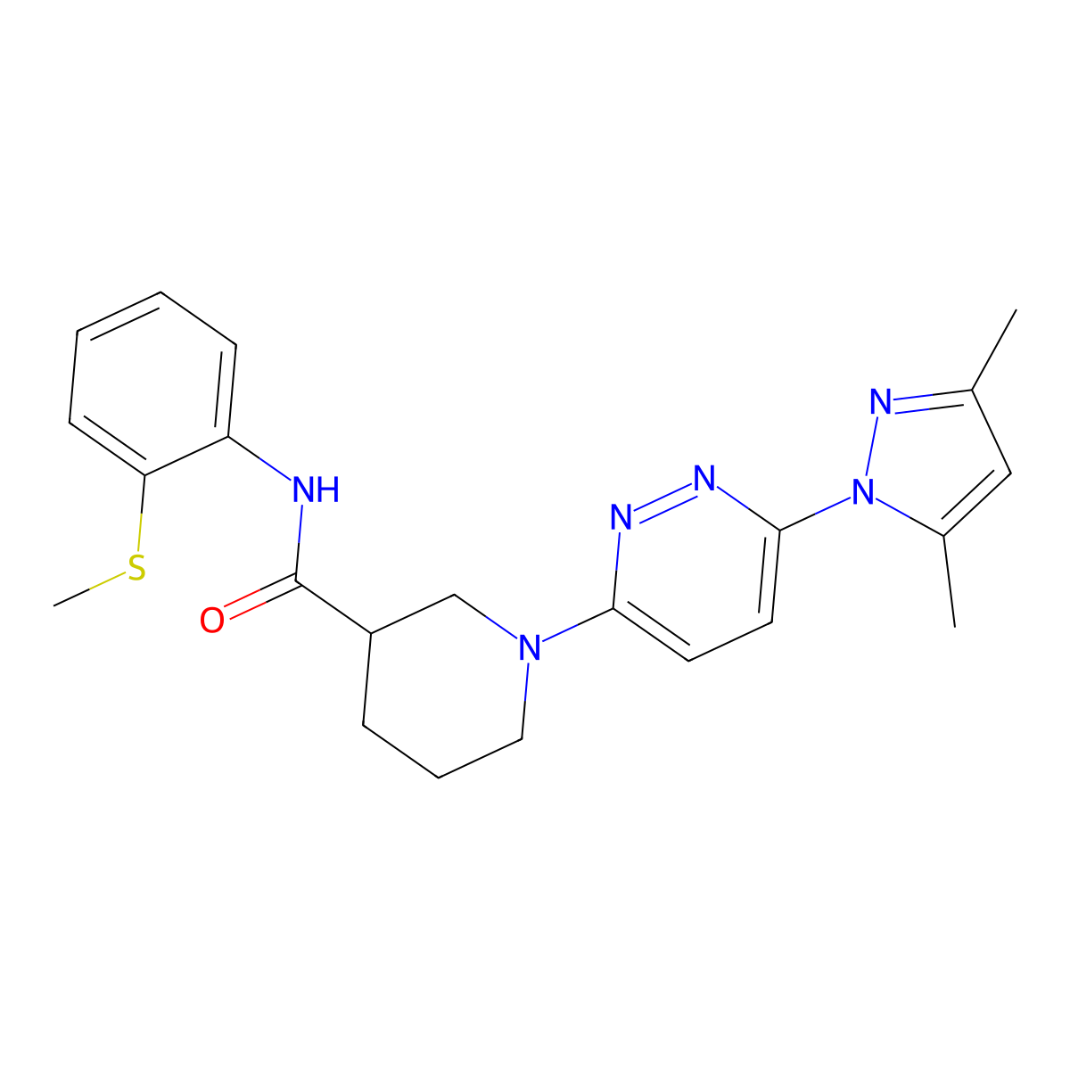 1-(6-(3,5-dimethyl-1H-pyrazol-1-yl)pyridazin-3-yl)-N-(2-(methylthio)phenyl)piperidine-3-carboxamide molecular structure, CAS 1334375-37-9
