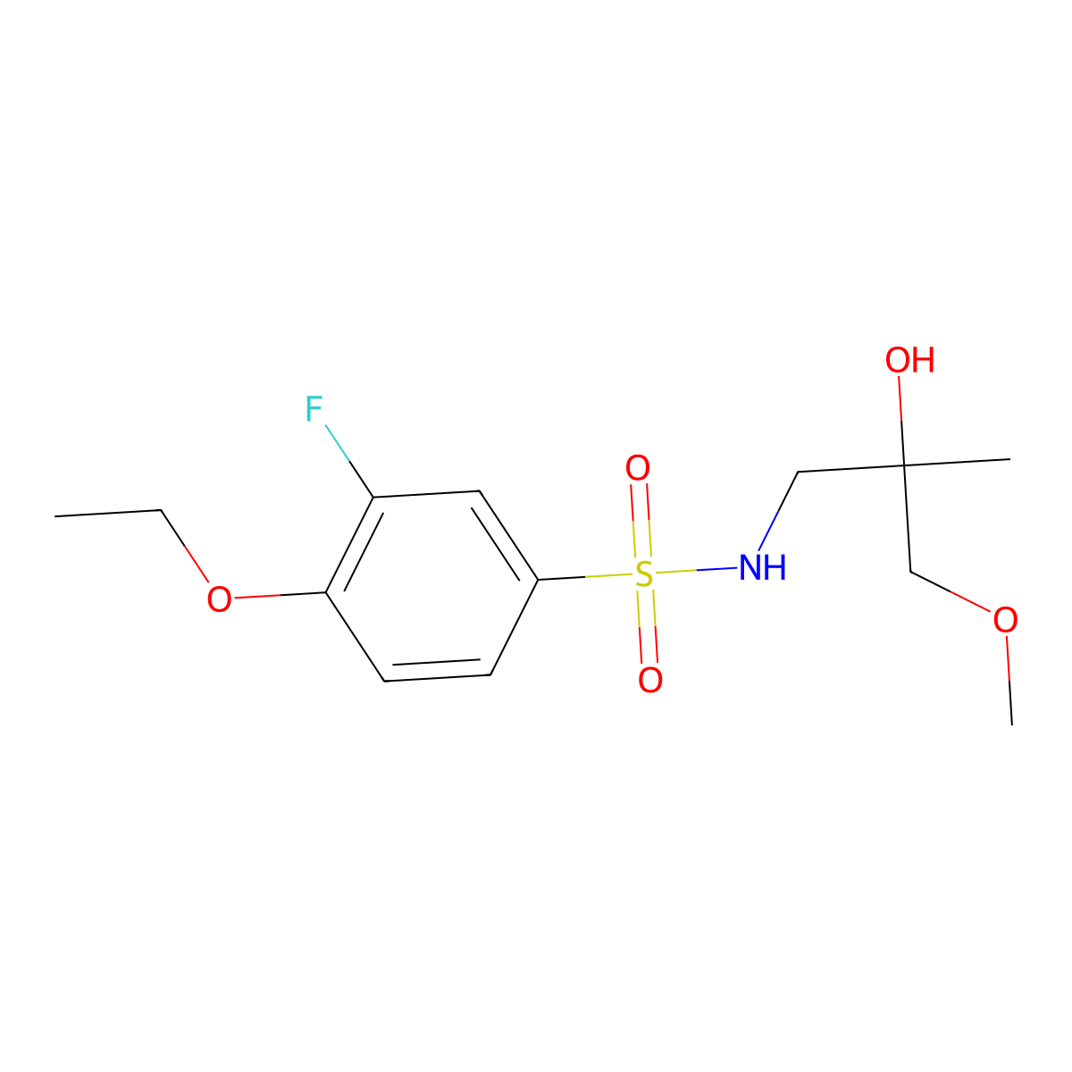 4-ethoxy-3-fluoro-N-(2-hydroxy-3-methoxy-2-methylpropyl)benzenesulfonamide molecular structure, CAS 1334375-43-7