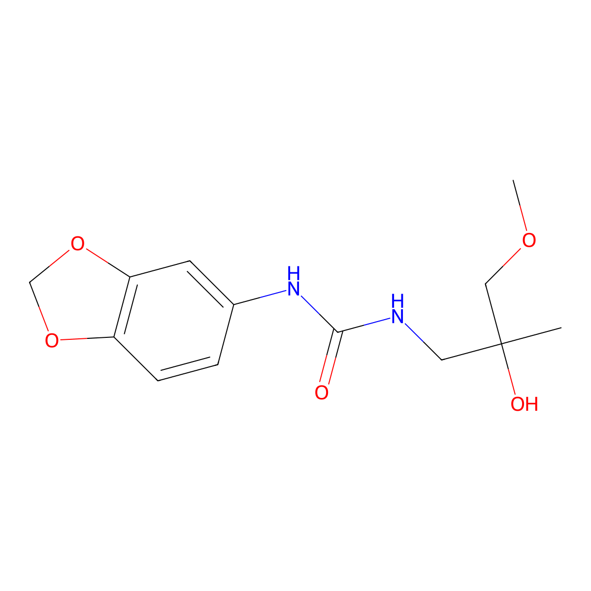 1-(Benzo[d][1,3]dioxol-5-yl)-3-(2-hydroxy-3-methoxy-2-methylpropyl)urea molecular structure, CAS 1334375-47-1