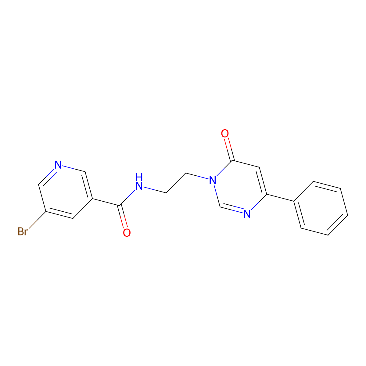5-bromo-N-(2-(6-oxo-4-phenylpyrimidin-1(6H)-yl)ethyl)nicotinamide molecular structure, CAS 1334375-51-7
