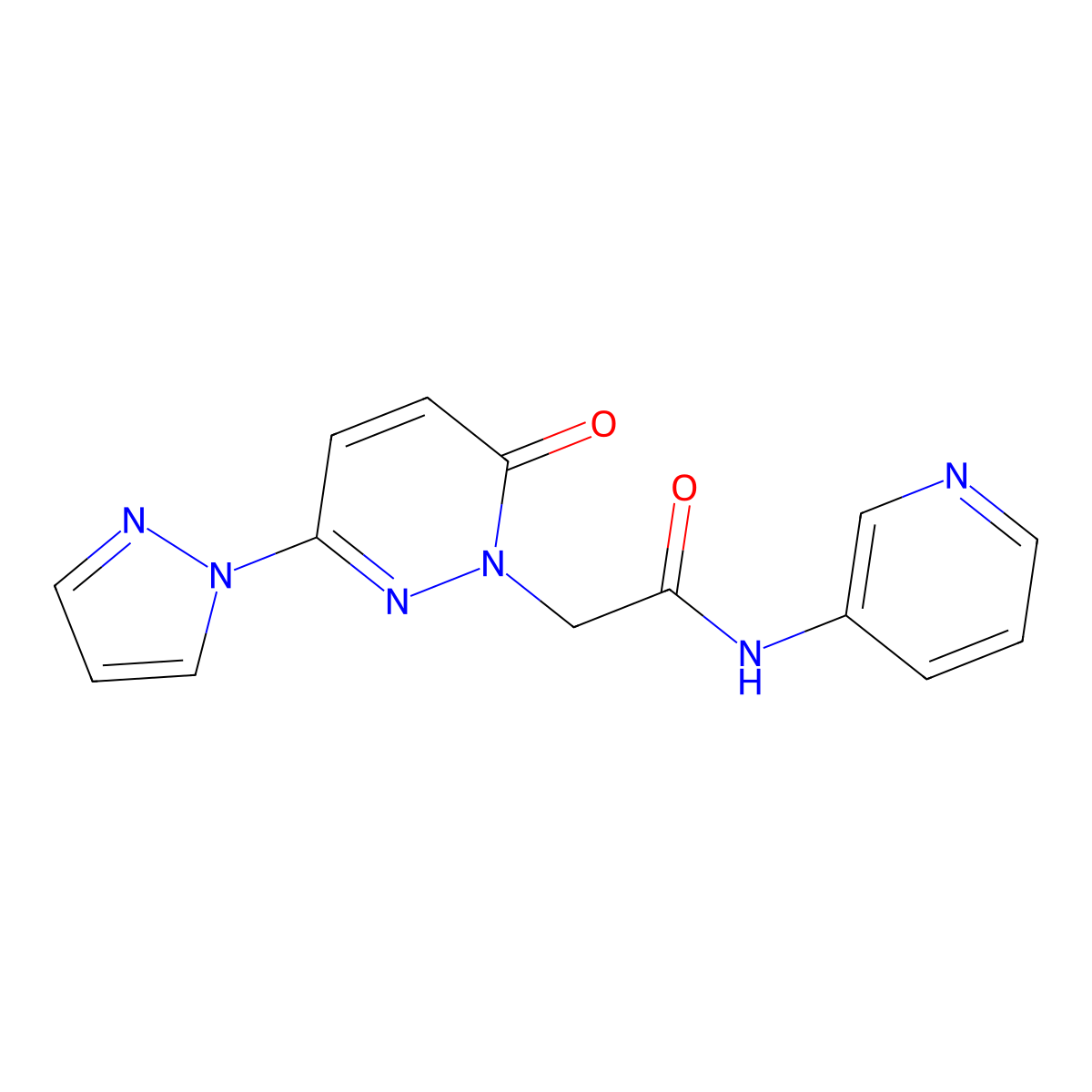 2-(6-oxo-3-(1H-pyrazol-1-yl)pyridazin-1(6H)-yl)-N-(pyridin-3-yl)acetamide molecular structure, CAS 1334375-53-9