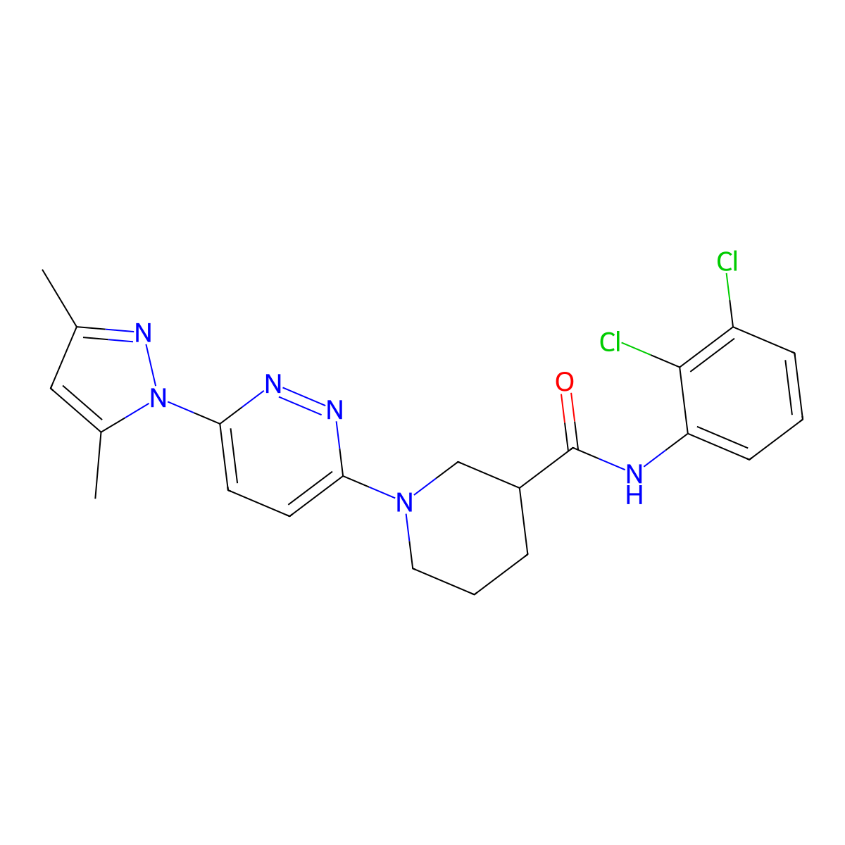 N-(2,3-dichlorophenyl)-1-(6-(3,5-dimethyl-1H-pyrazol-1-yl)pyridazin-3-yl)piperidine-3-carboxamide molecular structure, CAS 1334375-54-0