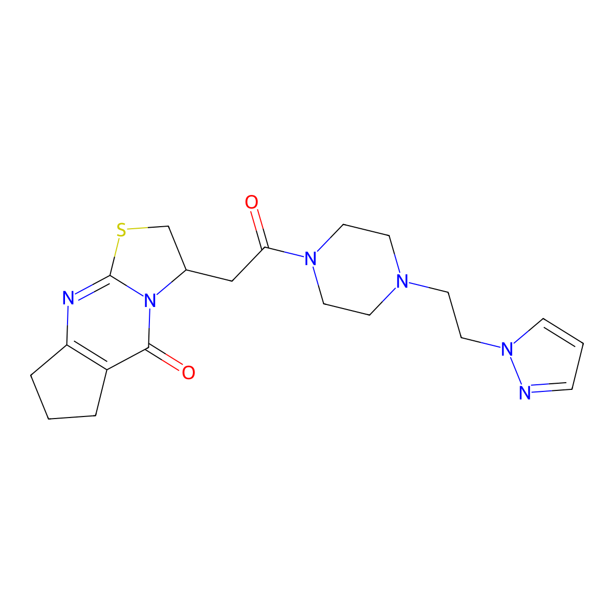 12-(2-oxo-2-{4-[2-(1H-pyrazol-1-yl)ethyl]piperazin-1-yl}ethyl)-10-thia-1,8-diazatricyclo[7.3.0.0^{3,7}]dodeca-3(7),8-dien-2-one molecular structure, CAS 1334375-55-1