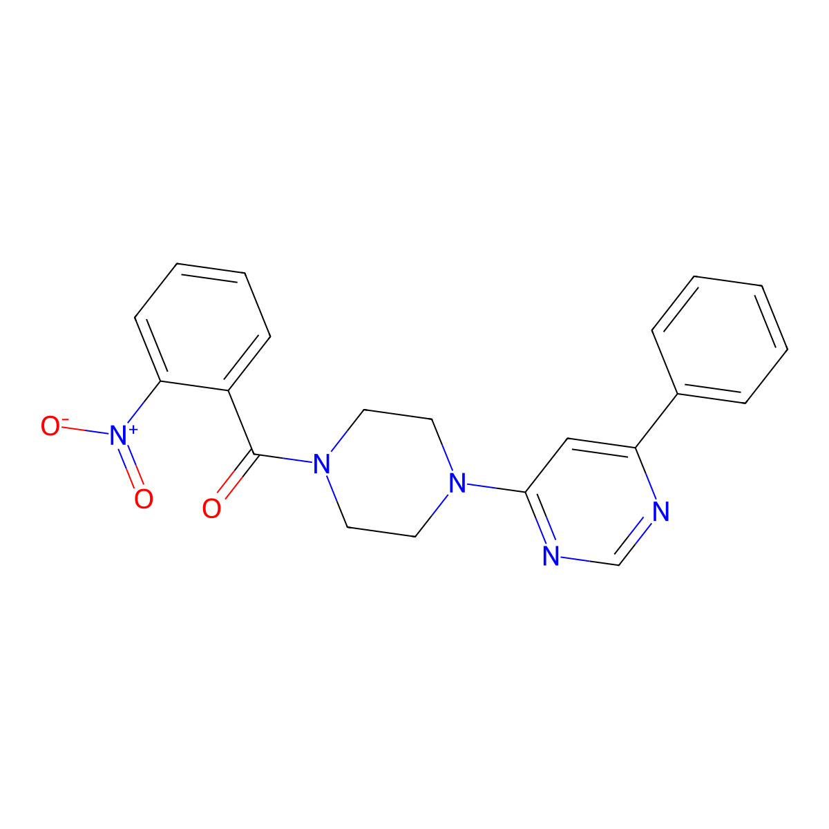 (2-Nitrophenyl)(4-(6-phenylpyrimidin-4-yl)piperazin-1-yl)methanone molecular structure, CAS 1334375-57-3