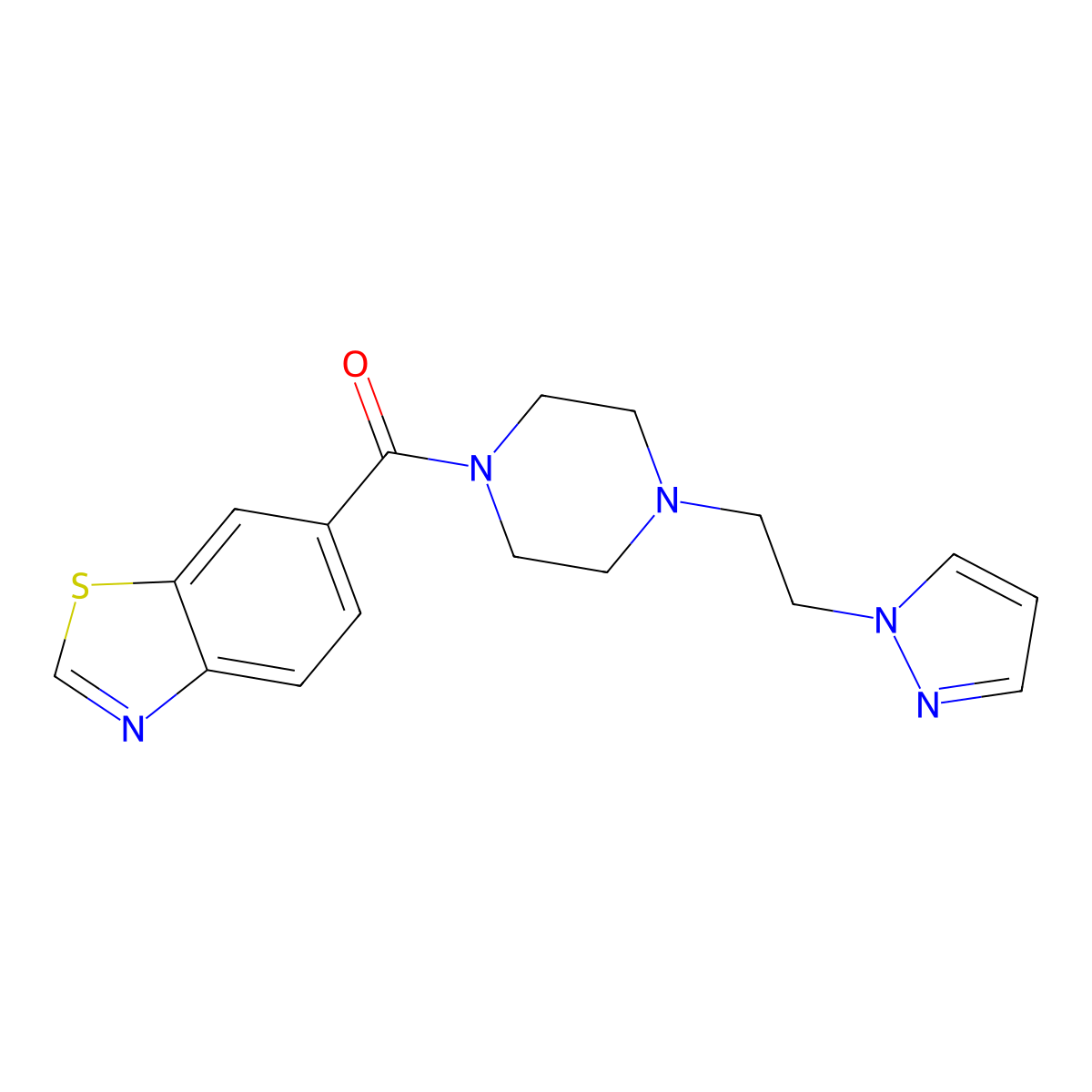 (4-(2-(1H-pyrazol-1-yl)ethyl)piperazin-1-yl)(benzo[d]thiazol-6-yl)methanone molecular structure, CAS 1334375-62-0