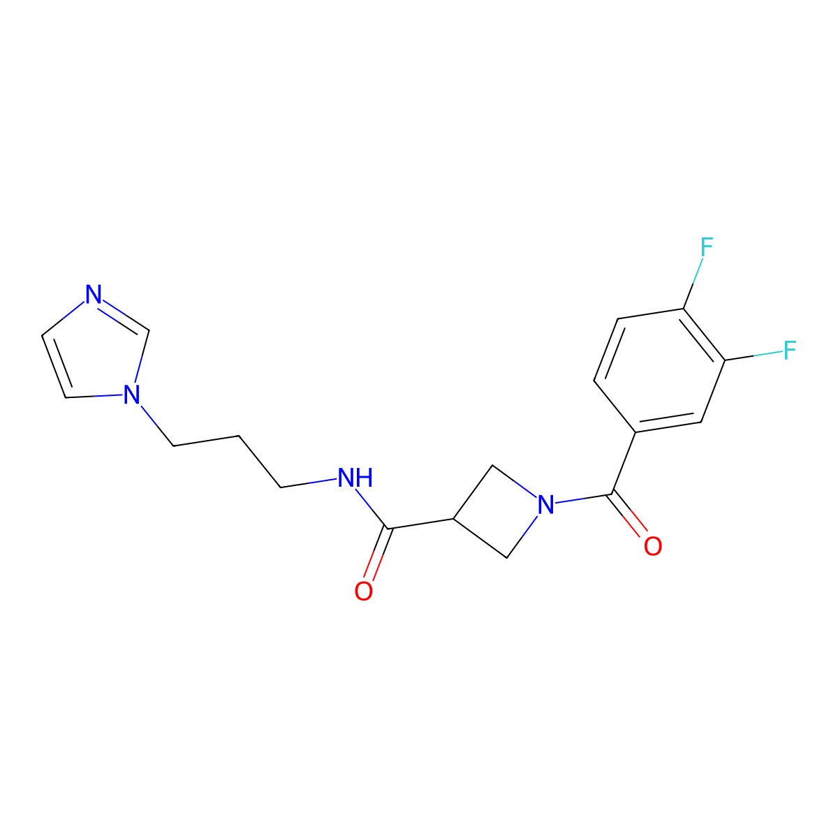 N-(3-(1H-imidazol-1-yl)propyl)-1-(3,4-difluorobenzoyl)azetidine-3-carboxamide molecular structure, CAS 1334375-67-5