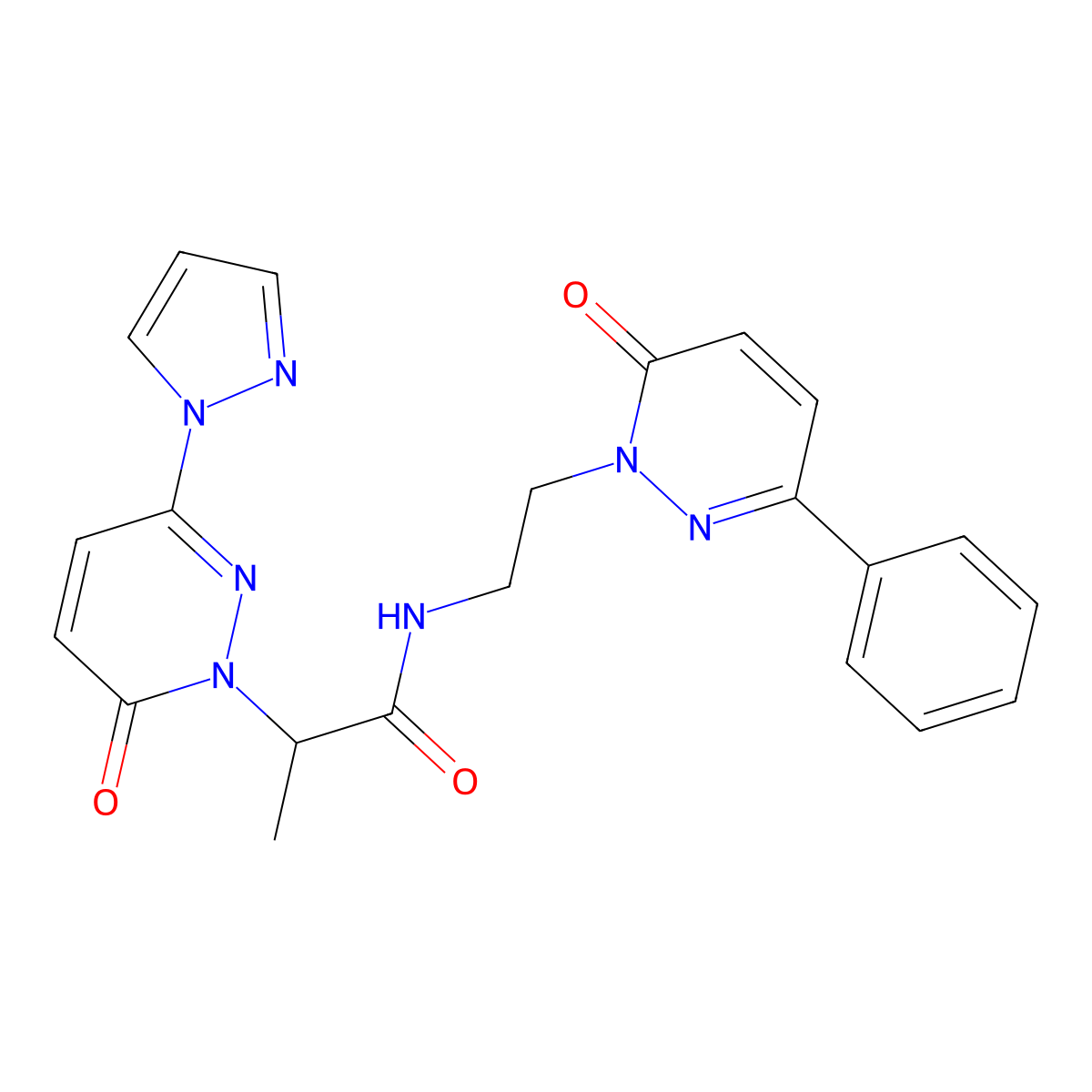 2-(6-oxo-3-(1H-pyrazol-1-yl)pyridazin-1(6H)-yl)-N-(2-(6-oxo-3-phenylpyridazin-1(6H)-yl)ethyl)propanamide molecular structure, CAS 1334375-68-6