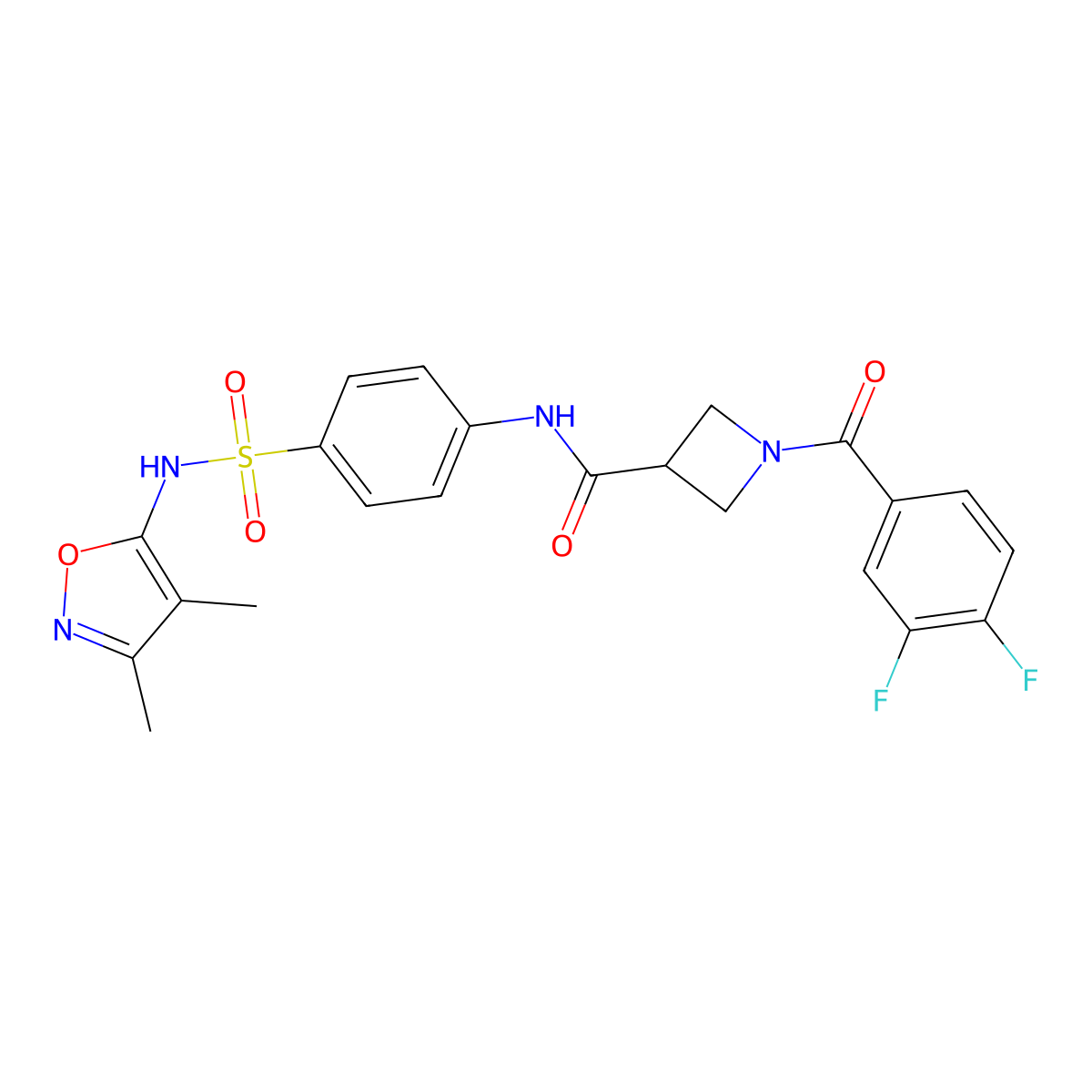 1-(3,4-difluorobenzoyl)-N-(4-(N-(3,4-dimethylisoxazol-5-yl)sulfamoyl)phenyl)azetidine-3-carboxamide molecular structure, CAS 1334375-72-2