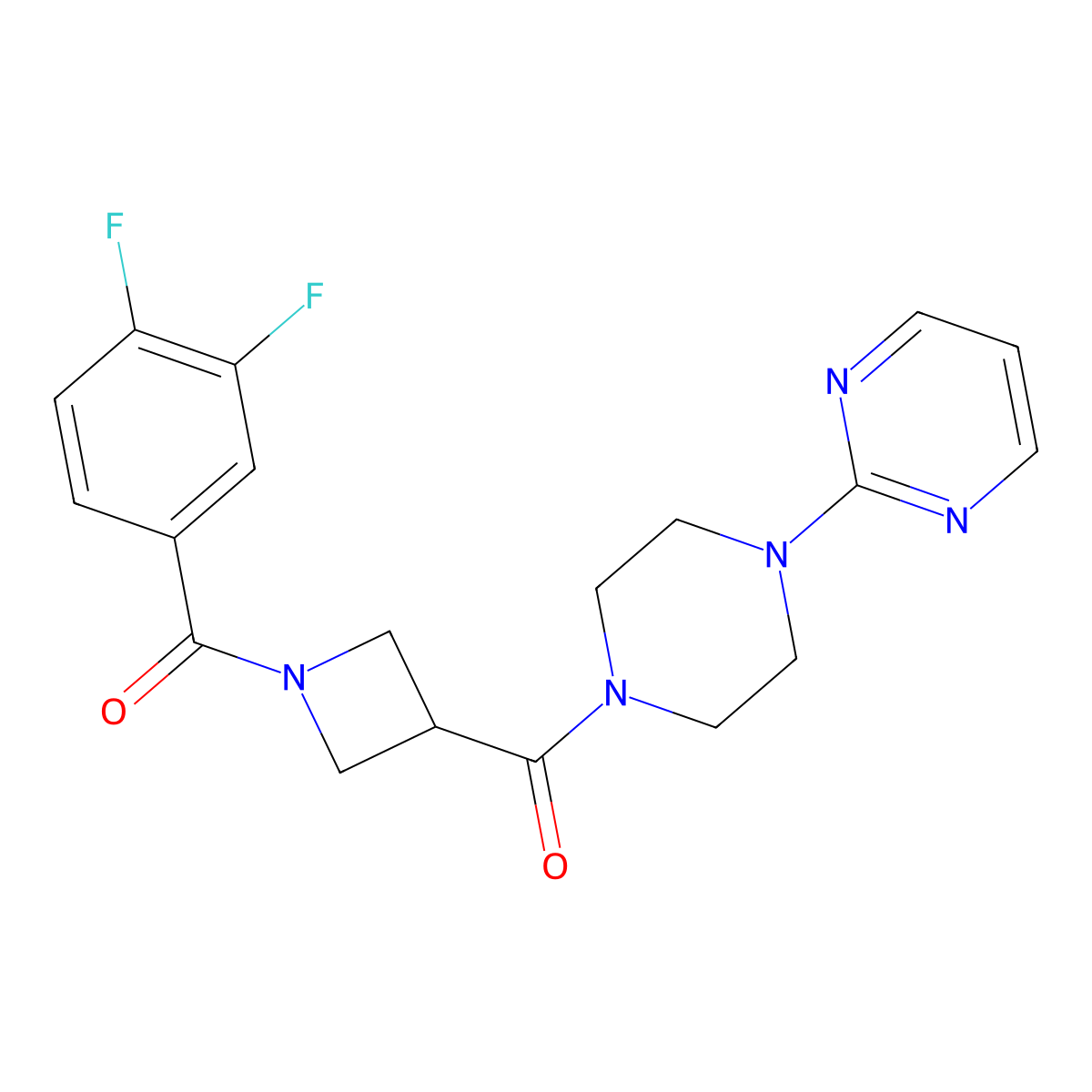 (1-(3,4-Difluorobenzoyl)azetidin-3-yl)(4-(pyrimidin-2-yl)piperazin-1-yl)methanone molecular structure, CAS 1334375-74-4
