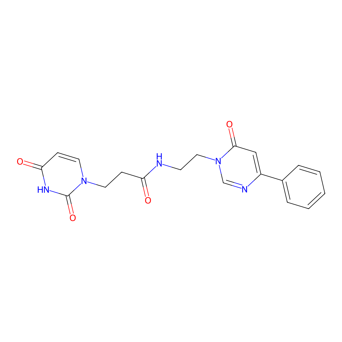 3-(2,4-dioxo-3,4-dihydropyrimidin-1(2H)-yl)-N-(2-(6-oxo-4-phenylpyrimidin-1(6H)-yl)ethyl)propanamide molecular structure, CAS 1334375-75-5