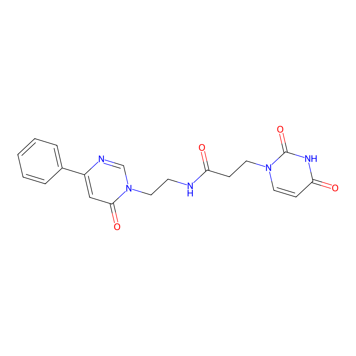 3-(2,4-dioxo-3,4-dihydropyrimidin-1(2H)-yl)-N-(2-(6-oxo-4-phenylpyrimidin-1(6H)-yl)ethyl)propanamide molecular structure, CAS 1334375-75-5