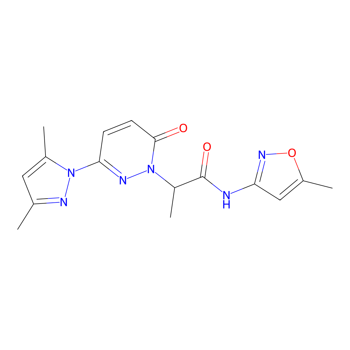 2-(3-(3,5-dimethyl-1H-pyrazol-1-yl)-6-oxopyridazin-1(6H)-yl)-N-(5-methylisoxazol-3-yl)propanamide molecular structure, CAS 1334375-81-3