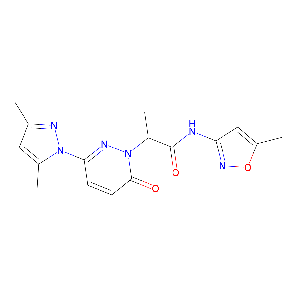 2-(3-(3,5-dimethyl-1H-pyrazol-1-yl)-6-oxopyridazin-1(6H)-yl)-N-(5-methylisoxazol-3-yl)propanamide molecular structure, CAS 1334375-81-3