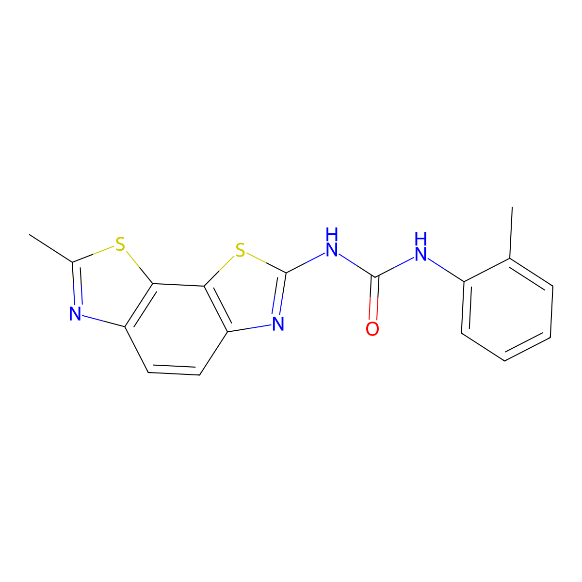 3-{11-Methyl-3,12-dithia-5,10-diazatricyclo[7.3.0.0^{2,6}]dodeca-1(9),2(6),4,7,10-pentaen-4-yl}-1-(2-methylphenyl)urea molecular structure, CAS 1334375-88-0