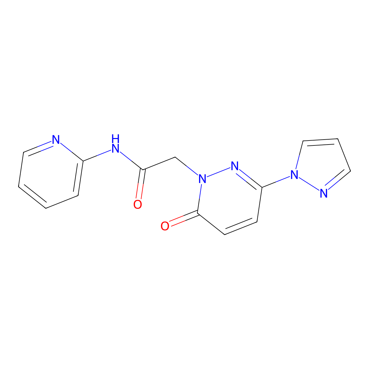 2-(6-oxo-3-(1H-pyrazol-1-yl)pyridazin-1(6H)-yl)-N-(pyridin-2-yl)acetamide molecular structure, CAS 1334375-89-1