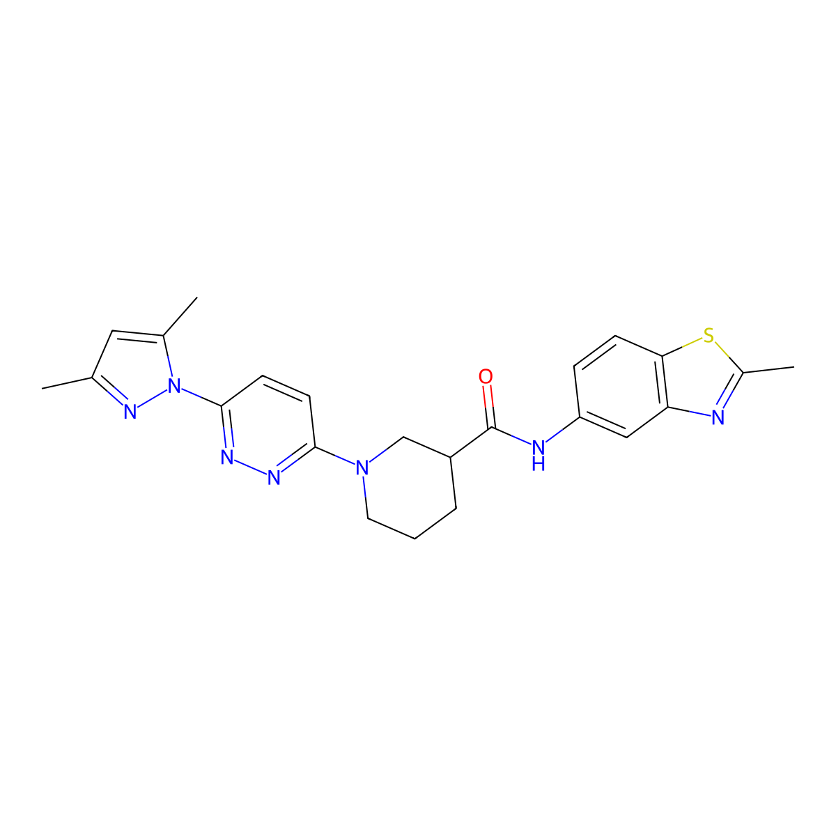 1-(6-(3,5-dimethyl-1H-pyrazol-1-yl)pyridazin-3-yl)-N-(2-methylbenzo[d]thiazol-5-yl)piperidine-3-carboxamide molecular structure, CAS 1334375-96-0