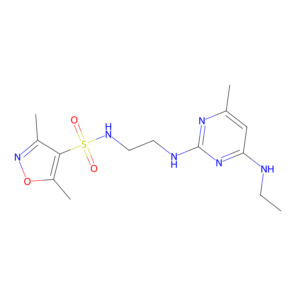 N-(2-((4-(ethylamino)-6-methylpyrimidin-2-yl)amino)ethyl)-3,5-dimethylisoxazole-4-sulfonamide molecular structure, CAS 1334376-12-3