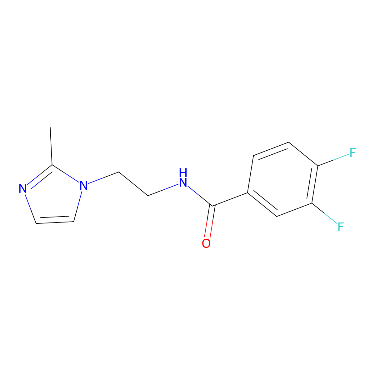 3,4-difluoro-N-(2-(2-methyl-1H-imidazol-1-yl)ethyl)benzamide molecular structure, CAS 1334376-13-4