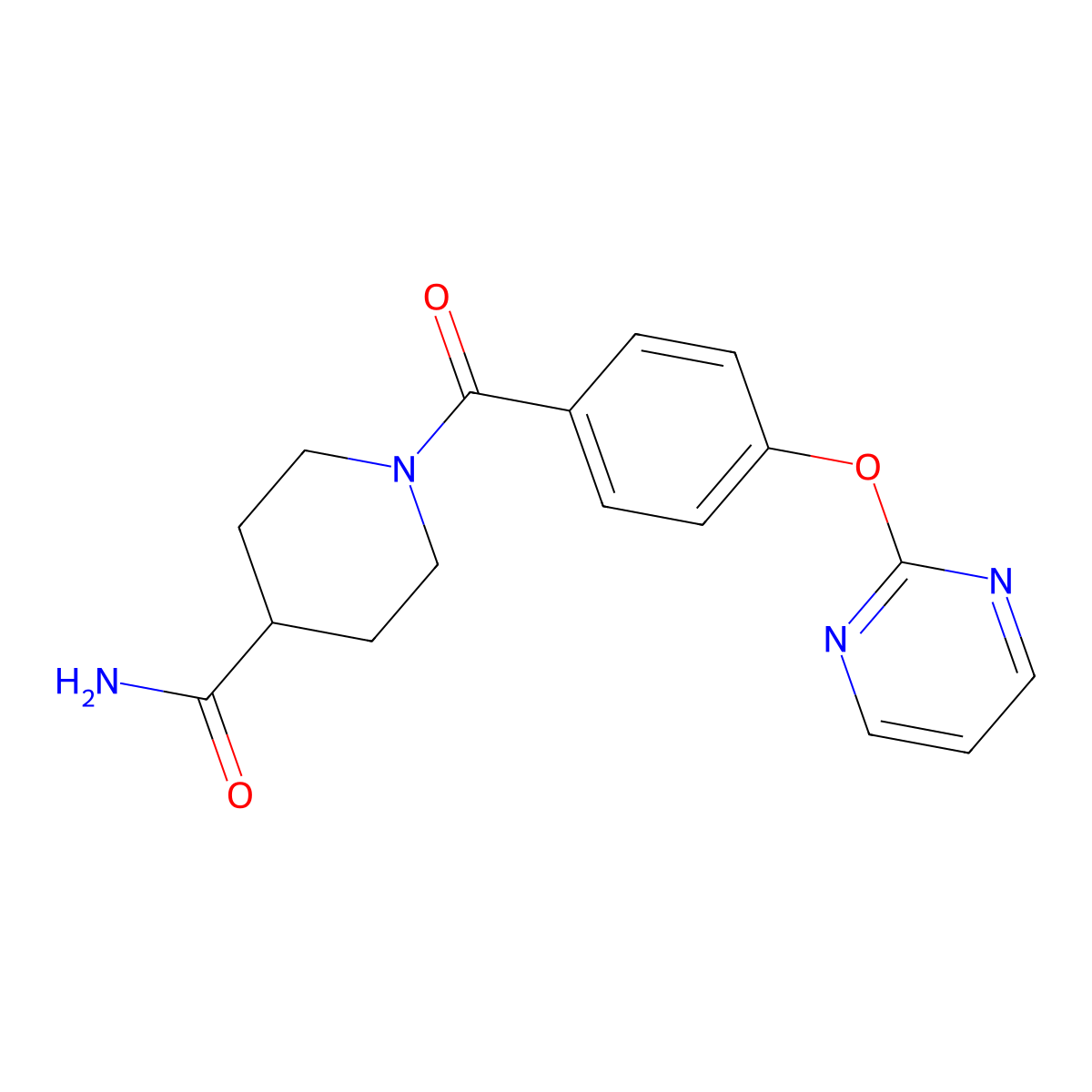 1-(4-(Pyrimidin-2-yloxy)benzoyl)piperidine-4-carboxamide molecular structure, CAS 1334376-20-3