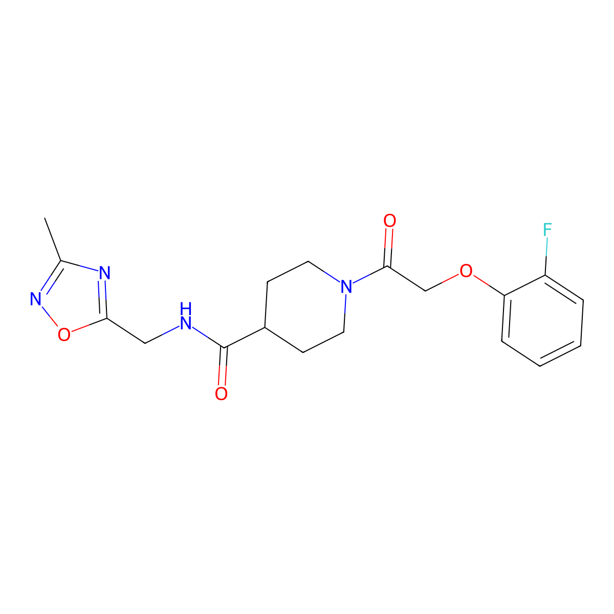1-[2-(2-fluorophenoxy)acetyl]-N-[(3-methyl-1,2,4-oxadiazol-5-yl)methyl]piperidine-4-carboxamide molecular structure, CAS 1334376-23-6