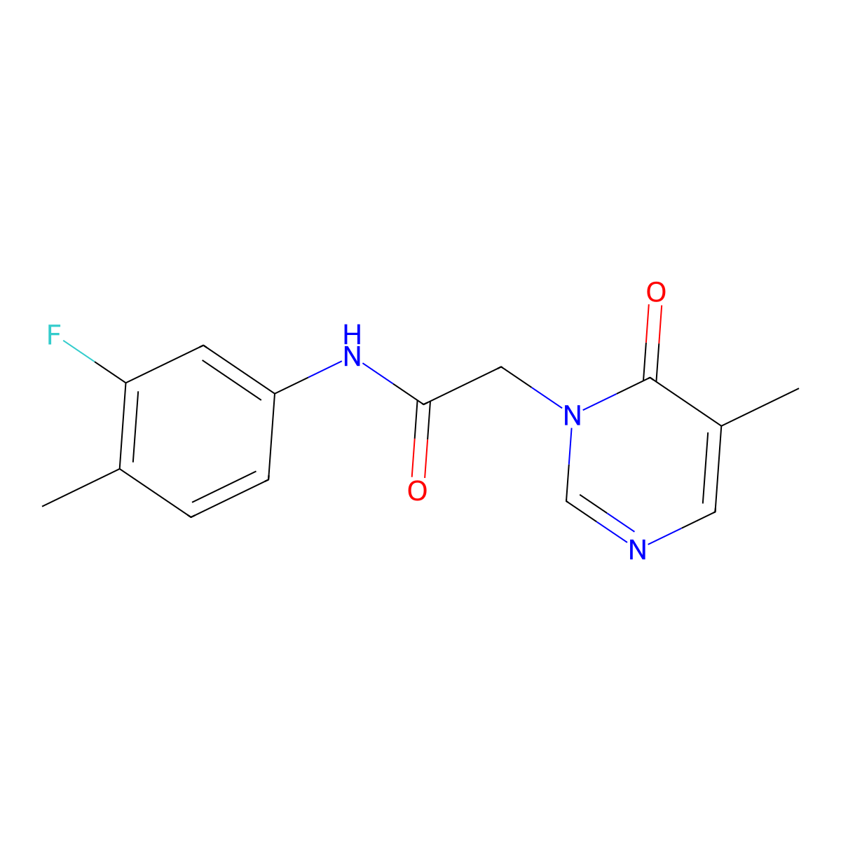 N-(3-fluoro-4-methylphenyl)-2-(5-methyl-6-oxopyrimidin-1(6H)-yl)acetamide molecular structure, CAS 1334376-28-1