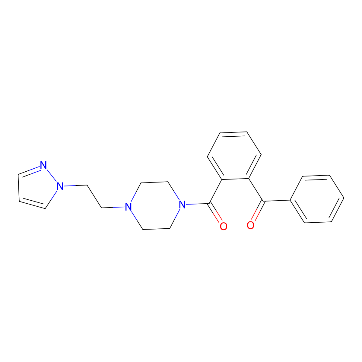 (4-(2-(1H-pyrazol-1-yl)ethyl)piperazin-1-yl)(2-benzoylphenyl)methanone molecular structure, CAS 1334376-32-7